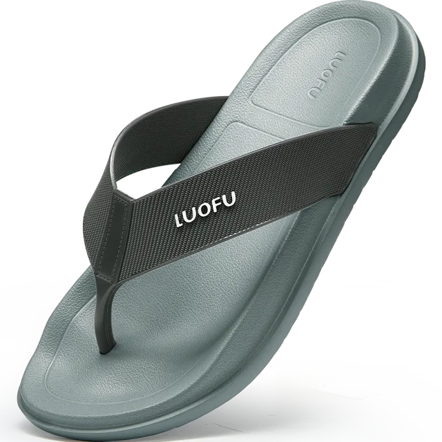 LUOFU new simple fashionable men flip flops slippers, thick soled anti-slip beach sandals