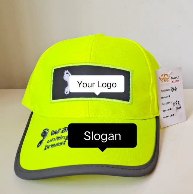 【Henan Lead】fluorescent green baseball cap w/ reflective stripe fabric patch embroidery safety cap