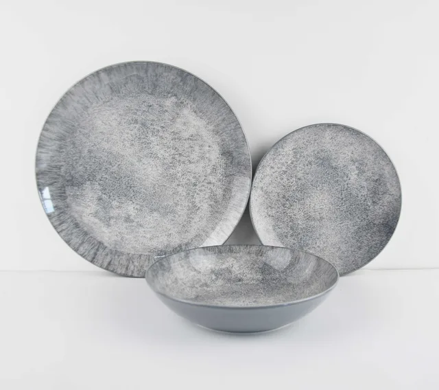 18pc porcelain solid color dinner set greyy