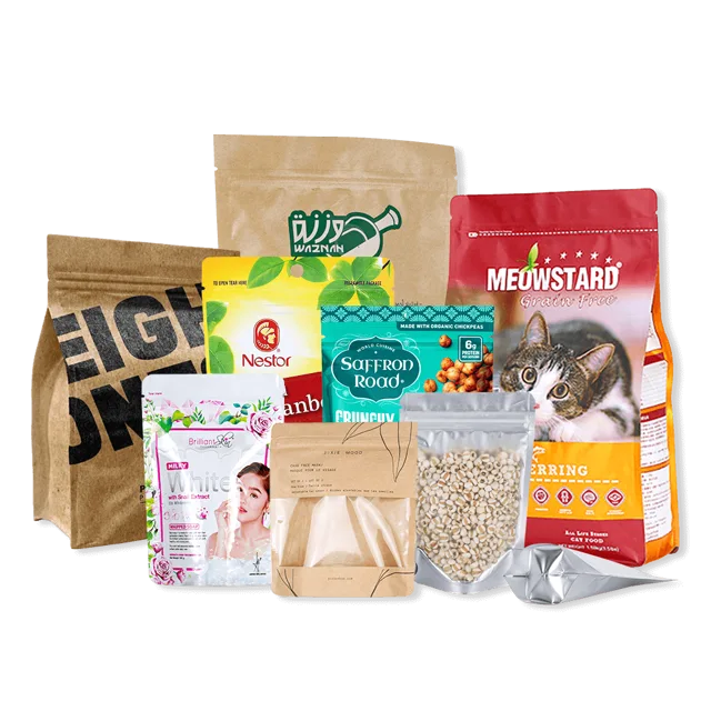 Custom Printed Aluminium Foil Plastic Ziplock Stand Up Pouches Bag with Zipper For Food Packaging