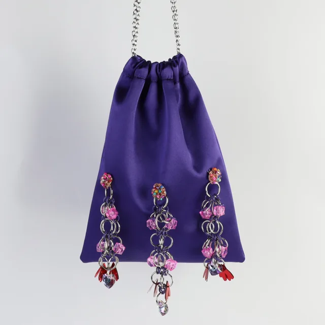 French style Flower evening party bag Hand-woven beaded tassel bag clutch bag
