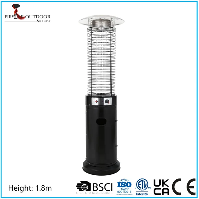 Black Outdoor Round Glass Tube Gas Heater