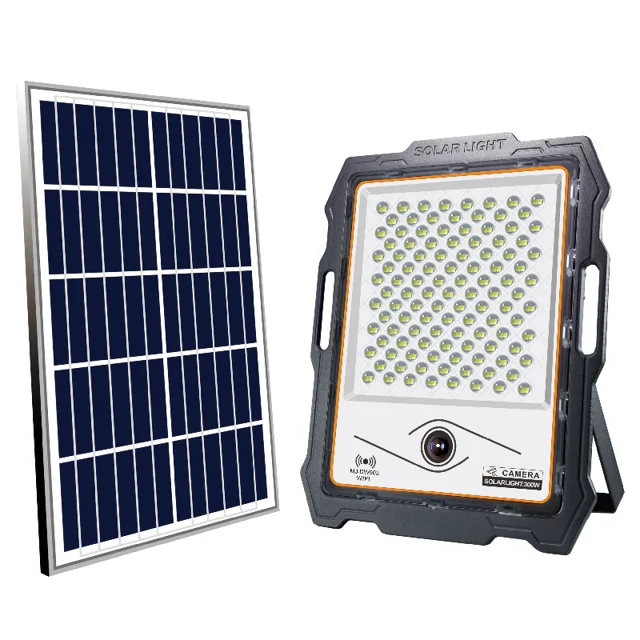 Outdoor high brightness aluminum body solar light with security camera night vision sun 400 watt
