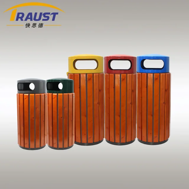 Outdoor wooden waste bin garbage bin