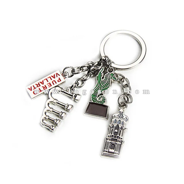 Mexico Puerto Vallarta Souvenir Seahorse Monument Charms San Sebastian del Oeste Building Key Charms
