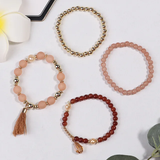 New Bohemian style multi-layer crystal tassel multi-layer glass handmade bead jewelry bracelet