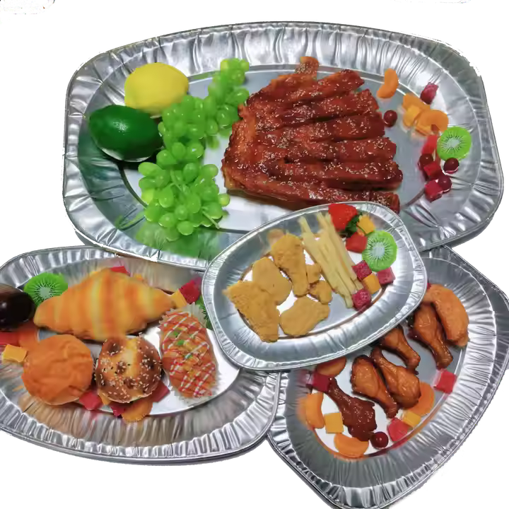 EU Packaging Disposable Oval Aluminum Foil Tray Fish Pan Turkey Pan