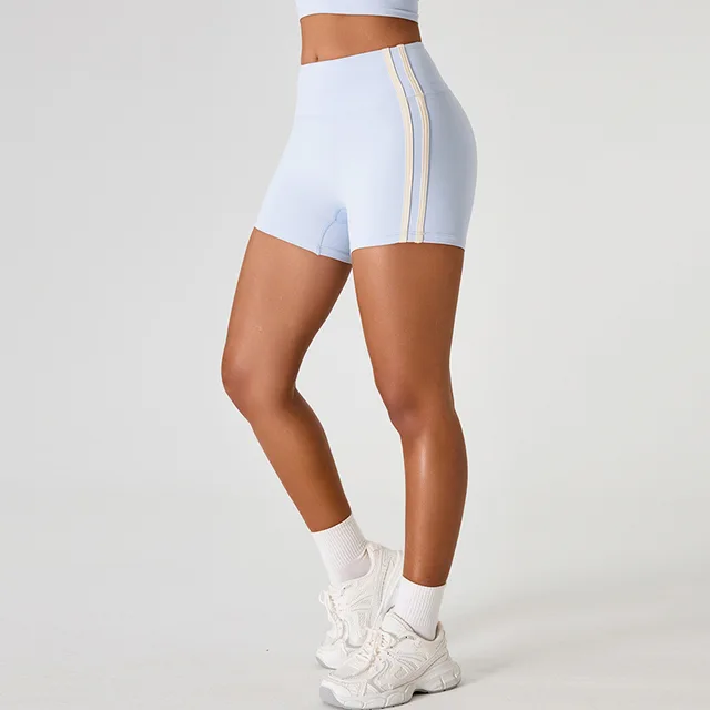 Striped breathable fitness shorts