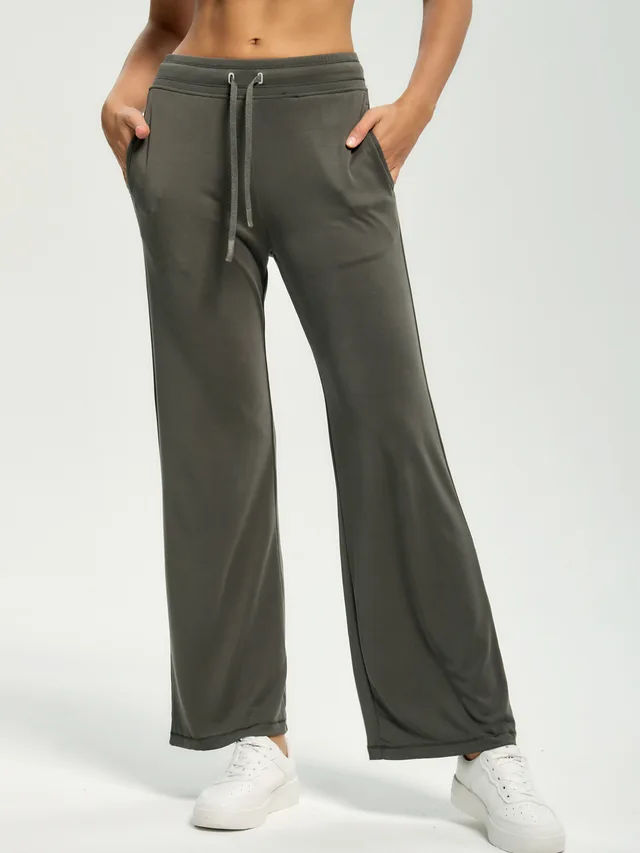 High-Waisted Butt-Lifting Elastic Wide-Leg Pants