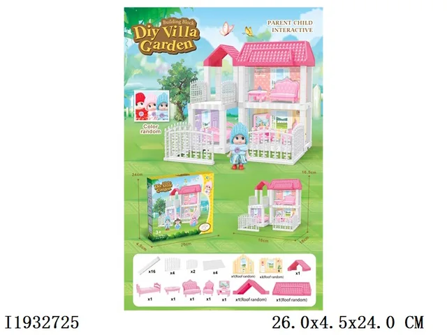 DIY mini villa, with furniture and mini doll 47pcs