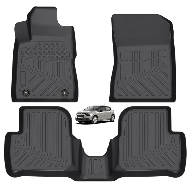 Waterproof Tpe Luxury All Weather Liner 3D Car Floor Mats for Citroen C3 2016-2023 Carpets
