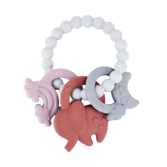 Hot Selling Colorful Oem Custom Private Label Silicone Baby Teether Ring