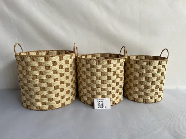 Paper rope baskets set 3