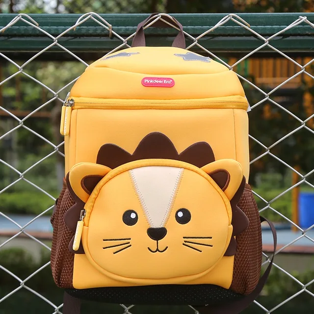 Large lion embroidery kindergarten anti lost diving material backpack