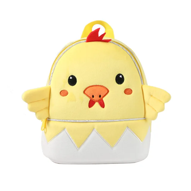 Official genuine Little Yellow Chicken plush schoolbag in beige and white color scheme