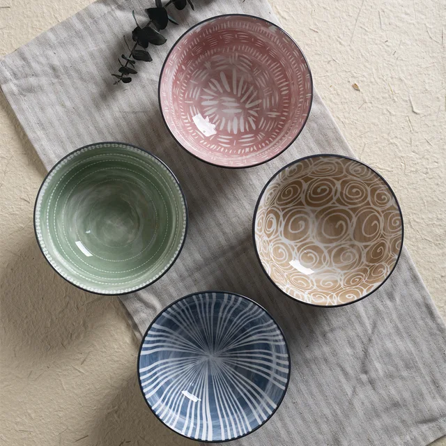 Happy Go Porcelain BOWL WITH ONE COLOR PAD PRINTING AND COLOR RIM