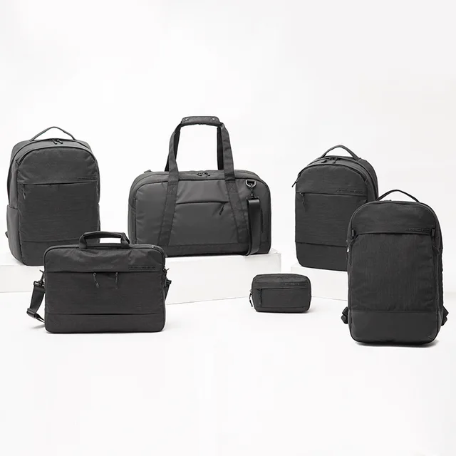 Black leather business backpack large capacity travel bag laptop briefcase toiletry bag series