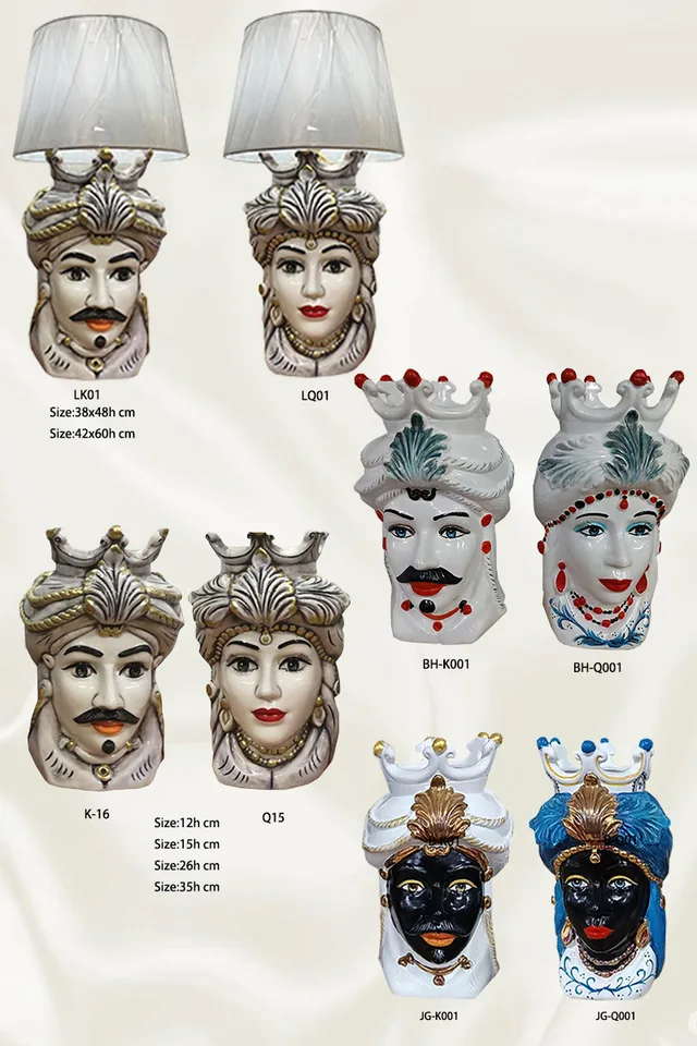 Sicilian Moor heads decorated in Caltagirone ceramic effect