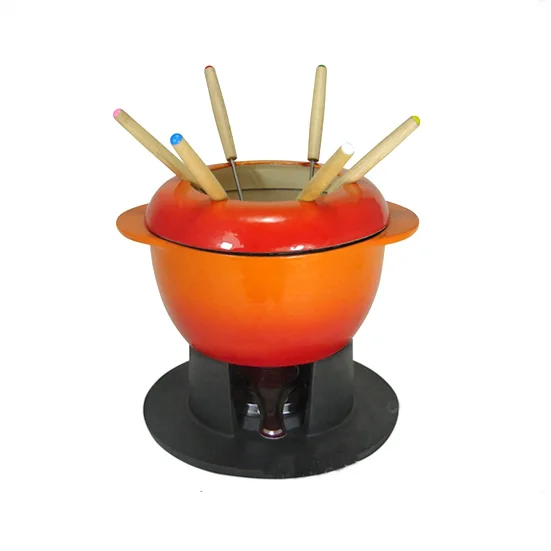 Cookwin cast iron fondue set, cast iron fondue pot 18cm