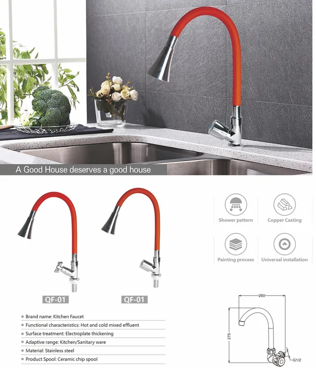 Kitchen and bathroom hoses and faucets