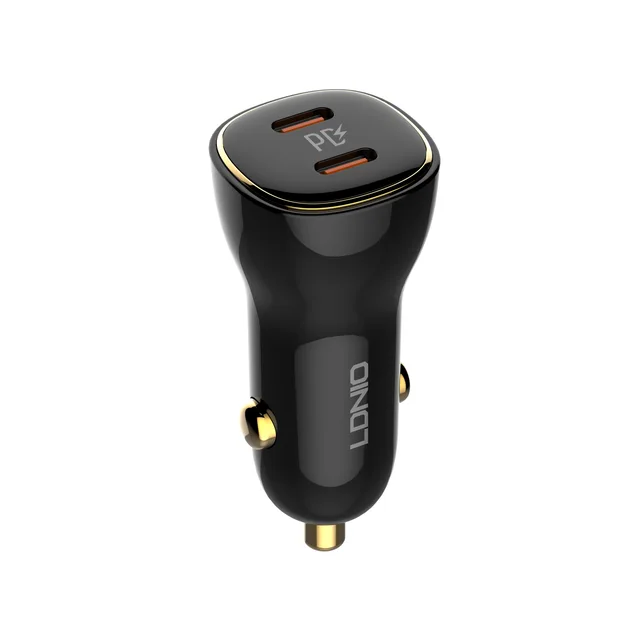 LDNIO C104 60W USB C Car Charger Dual C Cigarette Lighter Super Fast Car Charger Adapter