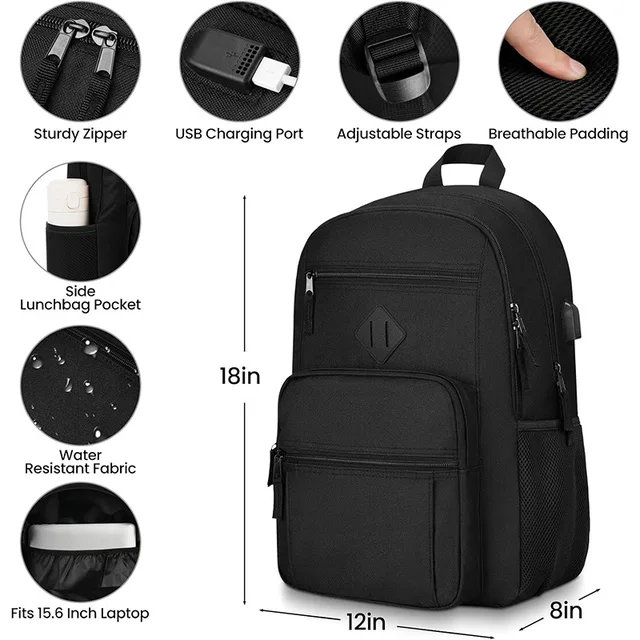 Haslor Large capacity school backpack business travel casual bag USB Charging Port Laptop bag