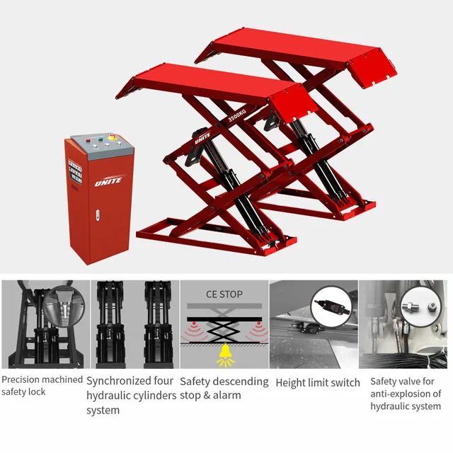 Scissor Car Lift U-B35Y No-Pit Scissor Lift with Adjustable Platform for Long Wheelbase Vehicles