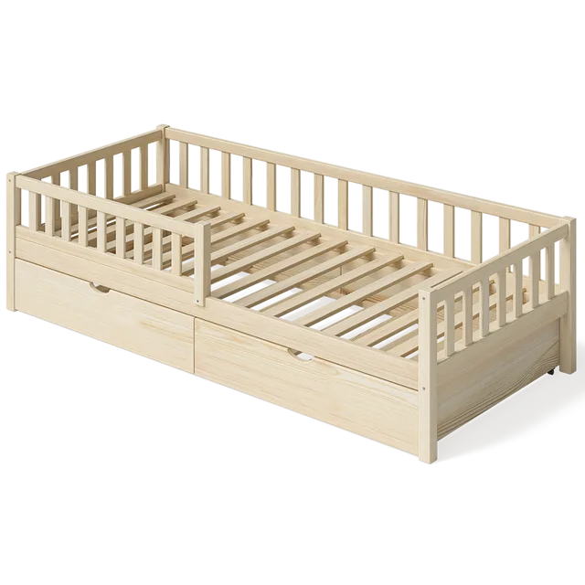 Children's bedsolid pine, natural varnished, 90x200 cm