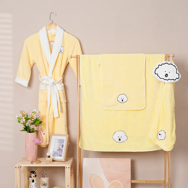 Coral Fleece Embroidery Bathrobe