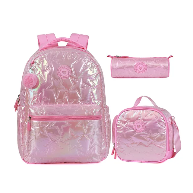 Kids Backpack Set: 3-in-1 with Pencil Case and Pom-Pom Keychain