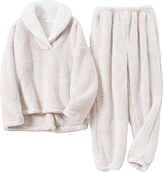 Fluffy coral fleece pajamas pullover loose plush warm home clothes pajamas