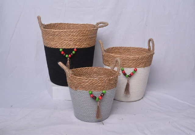 Grass rope weave storage basket