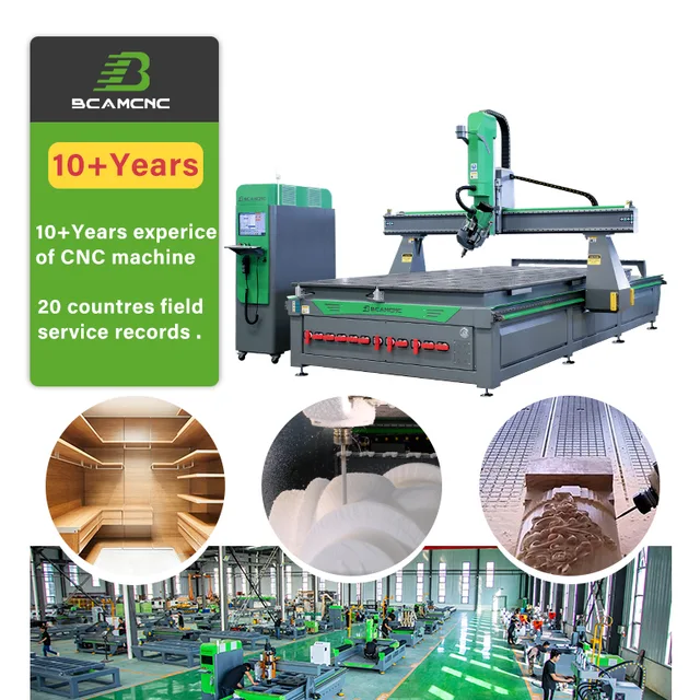 BCAMCNC 4 Axis 3D Cnc Router Wood Cutting Machinery with Linear or Carousel Tool Changer
