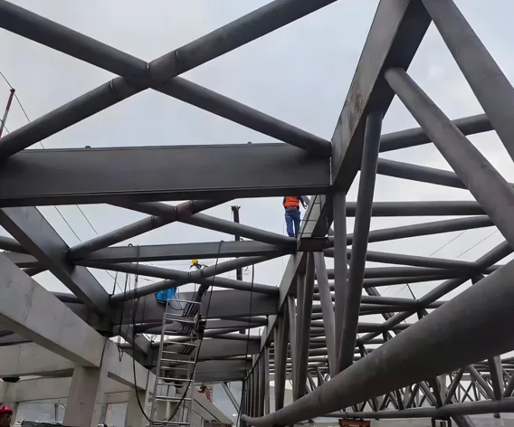 Steel Truss Roof-Bearing Structural System for Warehouse Buildings