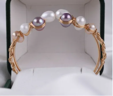 Zhuji Winding Wire Natural Freshwater Pearl Beaded Bracelet Elegant Jewelry for Women