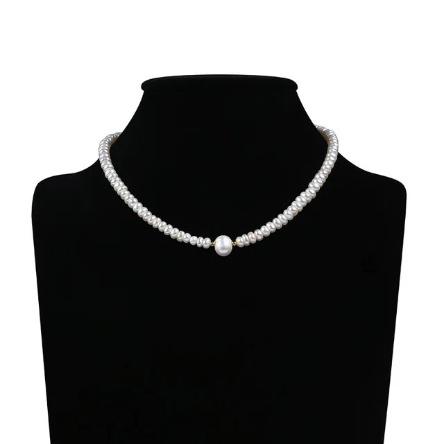 Single Potato Pearl Button Freshwater Pearl Necklace Jewelry